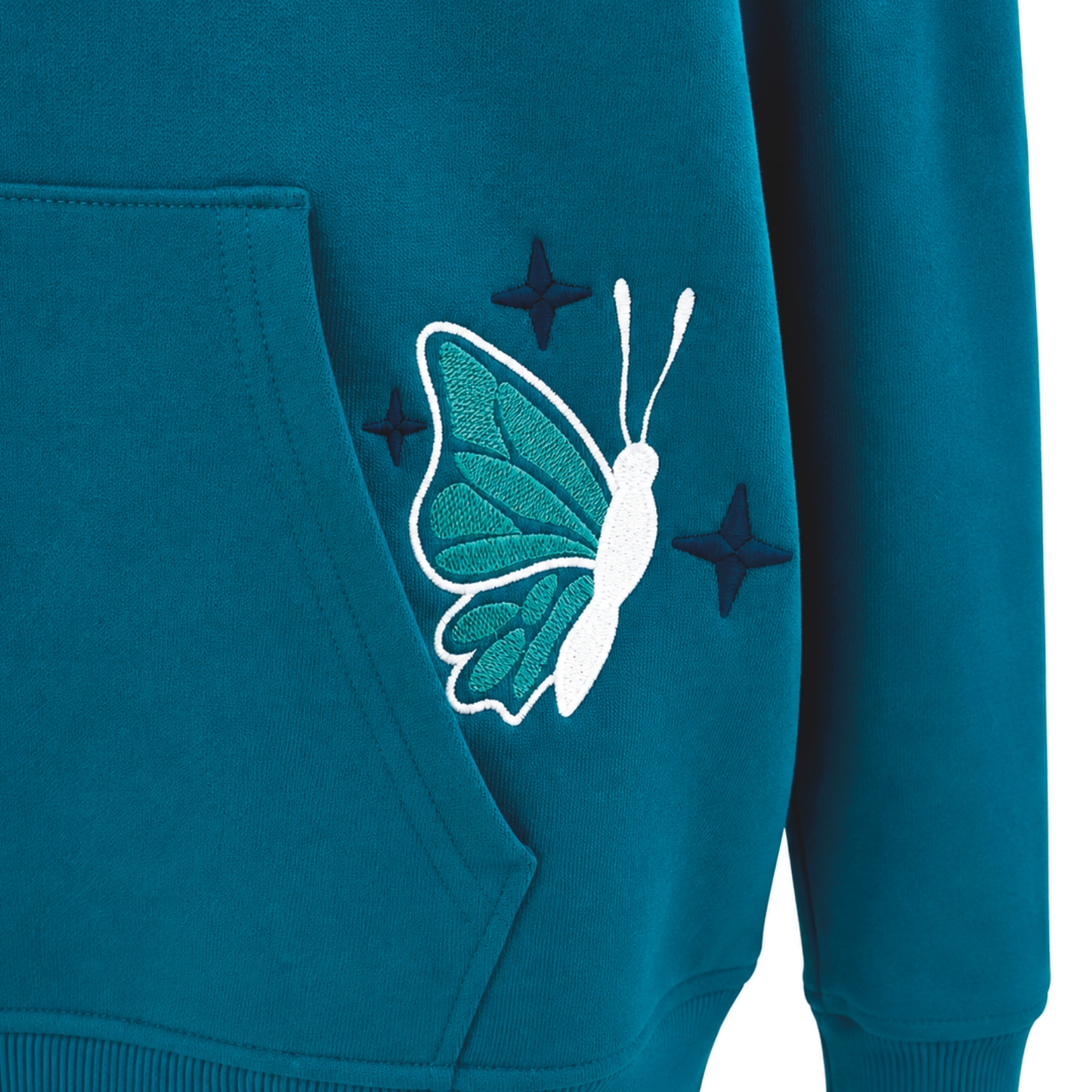 Butterfly Embroidered Sweatshirt - Evergreen