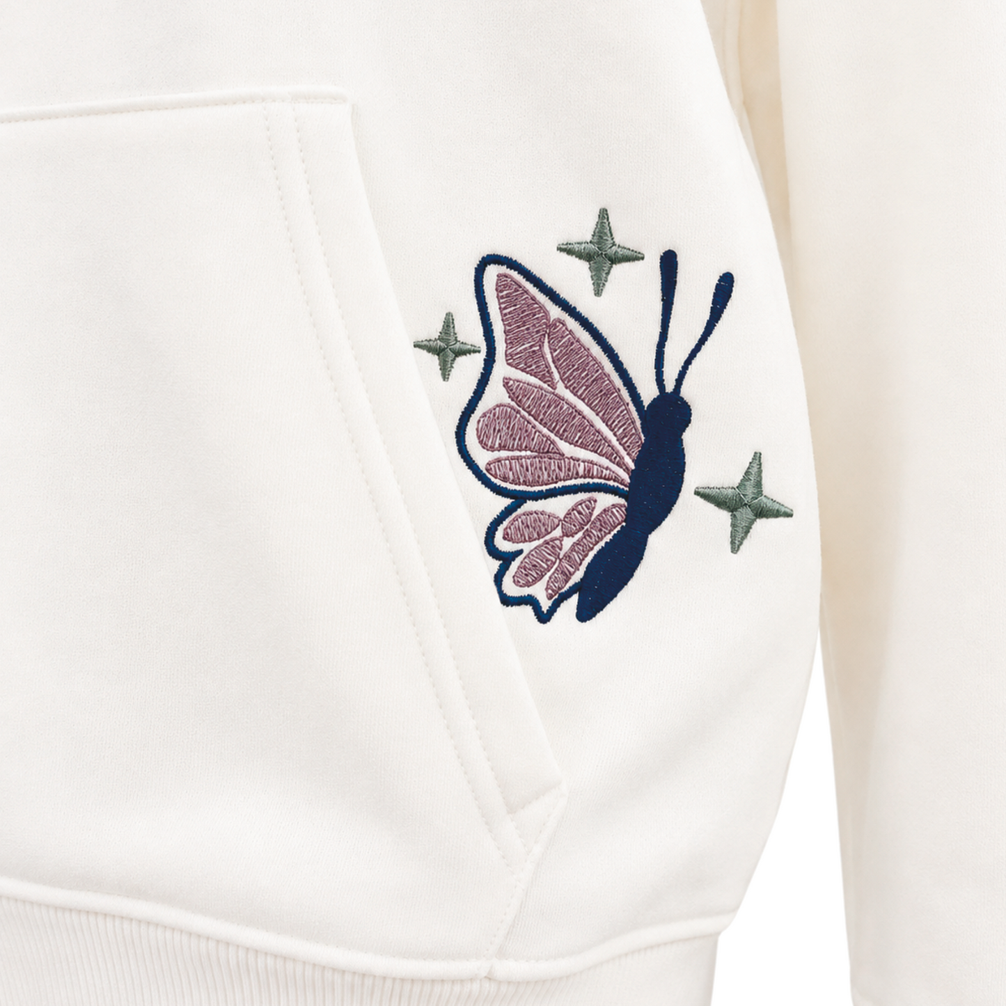 Butterfly Embroidered Sweatshirt - Vanilla