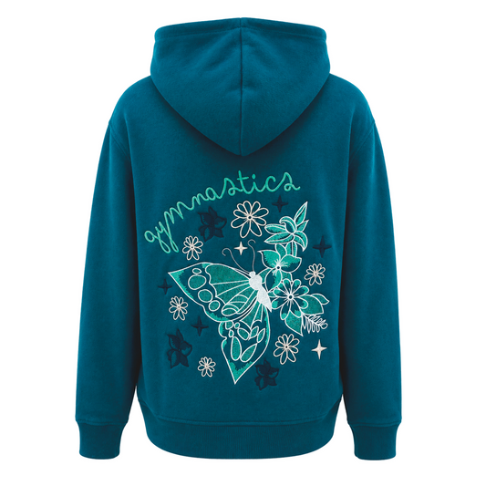 Butterfly Embroidered Sweatshirt - Evergreen