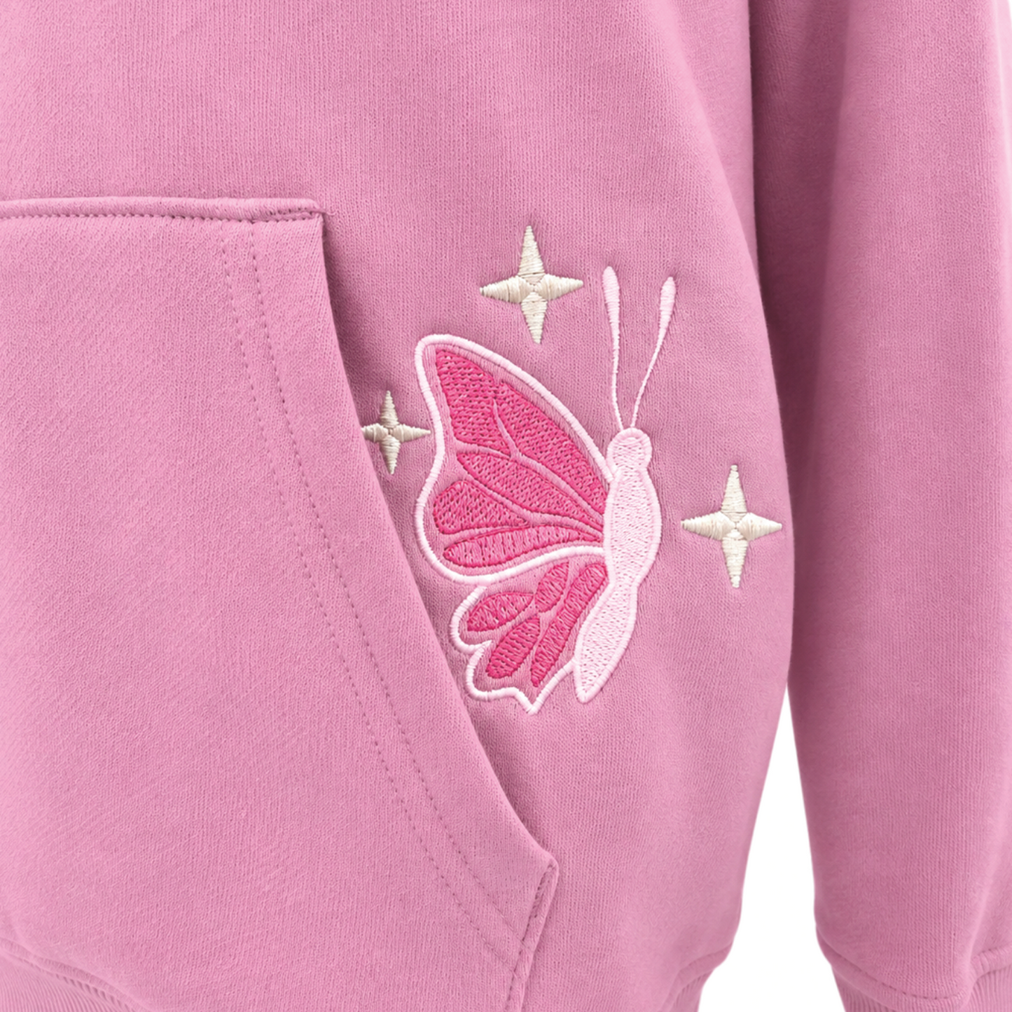Butterfly Embroidered Sweatshirt - Rosewood