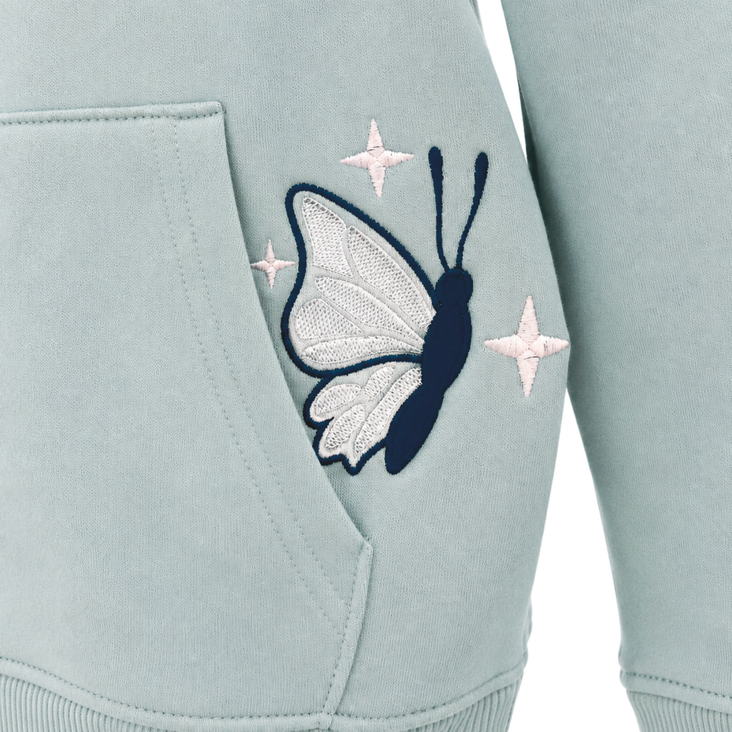 Butterfly Embroidered Sweatshirt - Spearmint